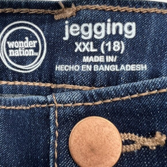 Wonder Nation Girl Blue Stretch Jeggings Size XXL Embroidered Floral Pull-on - Picture 8 of 9